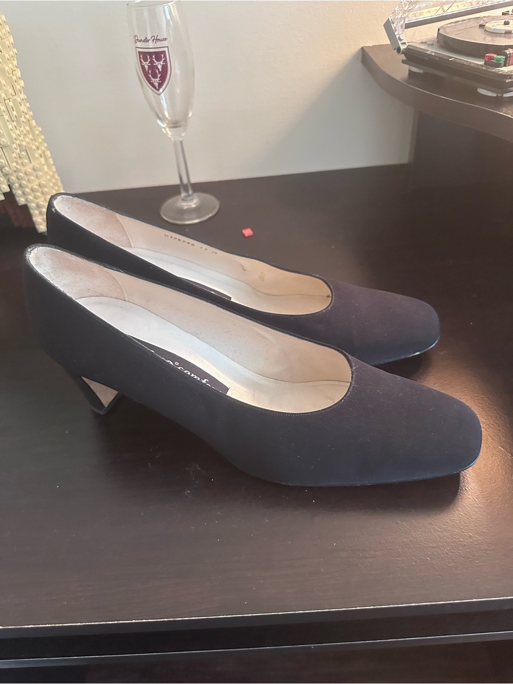 Nina Black Low Block Heel Pumps